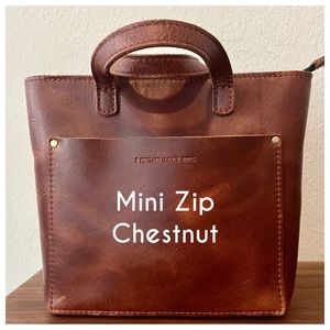 portland leather • mini zip chestnut